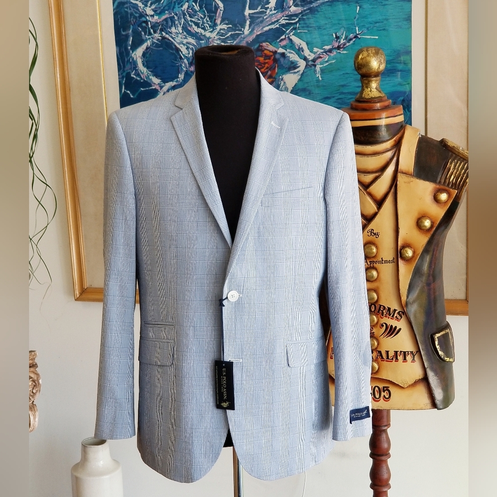Men's U.S. Polo Assn. Light Blue Men's Textured Blazer